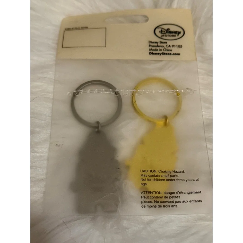 Disney Store Chip and Dale Best Friends Puzzle Piece Keychain Set Gold Silver